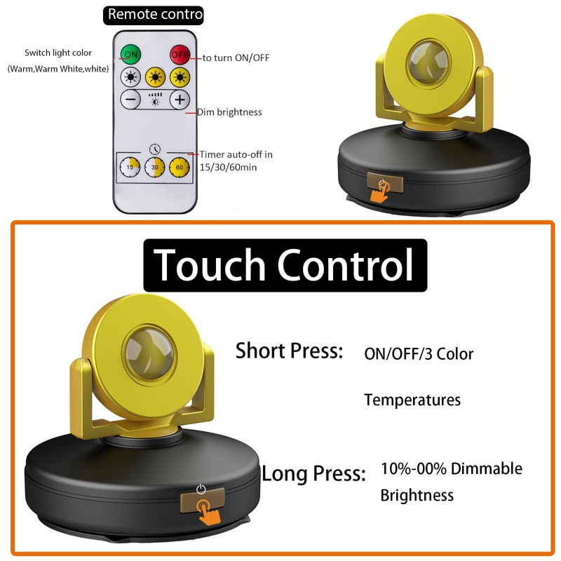 Wireless LED Spotlight 2 Pack, Rechargeable Uplights Picture Lights with