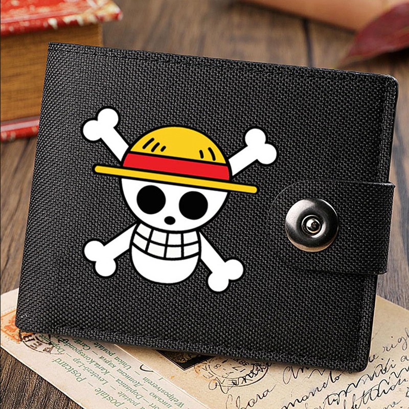 Zappazoso Anime Straw Hat Pirate Skull Bifold Canvas Wallet One