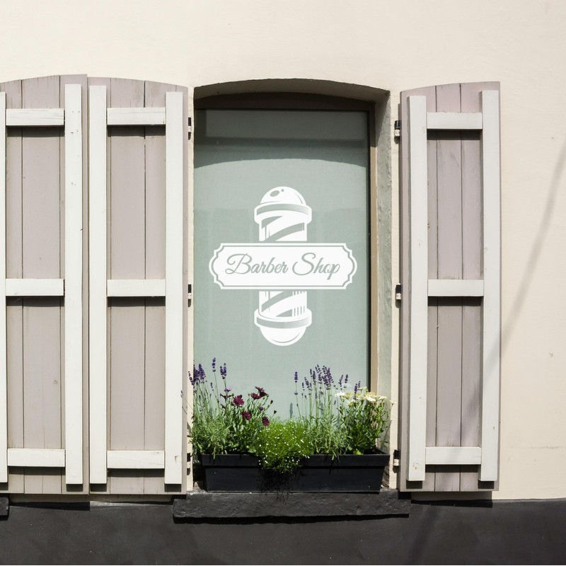 Barber Shop Window Decal – Classic Vinyl Sticker with Traditional