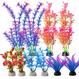 COMSUN 10 Pack Artificial Aquarium Plants, Small Size 4 inch Approximate Height Fish Tank Decorations Home Décor Plastic Blue