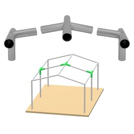 Canopy Carport Frame Fittings Set 1-3/8 Inch Low Peak Shed Tent Garage, 4 Way 3/Pack (Low Peak Middle)
