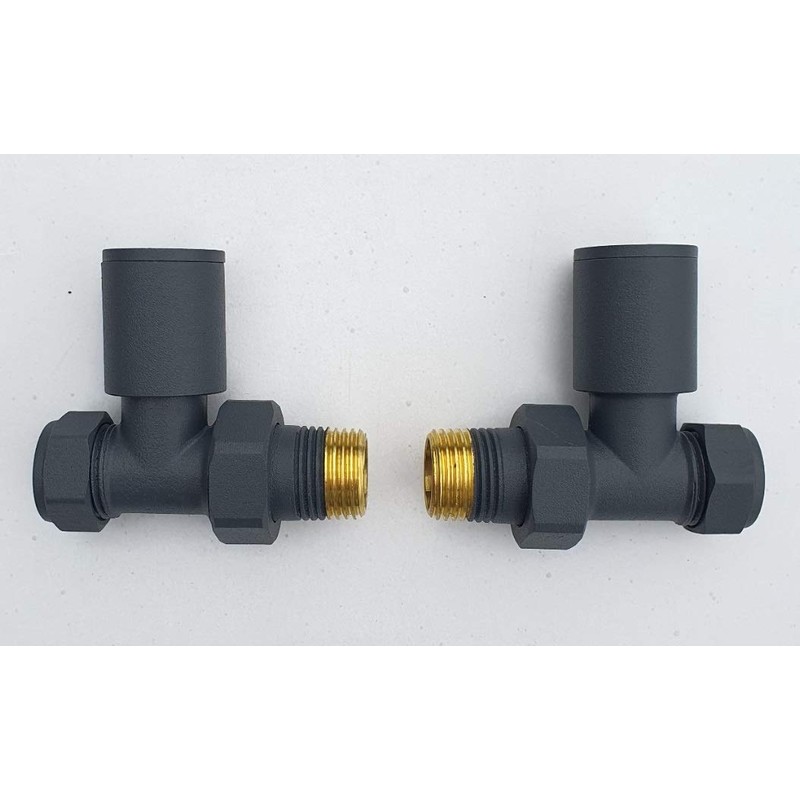 Manissa Anthracite Straight Towel Rail Valves 1/2" /15mm Radiator valves