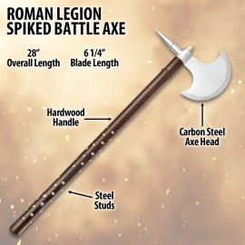 K Exclusive Roman Spiked Battle Axe | Historical Display Piece | 28" Overall Length
