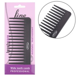 Fine Lines Wide Tooth Comb for Curly Hair - Afro Black Detangler Comb for Wet & Dry Hair, Ideal for Taming Knots & Curls - Unisex Design for Men & Women - Get Silky, Smooth & Frizz-Free Hair with Ease