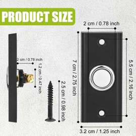 LED Lighted Doorbell Push Button, Round Doorbell Push Button Replacement with Screws, Universal Metal Doorbell Push Button Switch Wall Mounted Door Chime for Home Garage