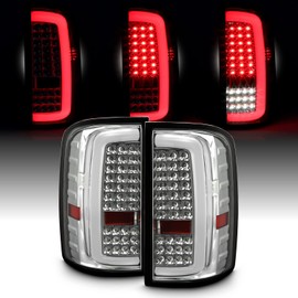AKKON - Fits 2014-2018 GMC Sierra 1500 15-19 2500HD / 3500HD Full LED [C-Tube] Chrome Tail Lights Brake Lamps Pair Left + Right