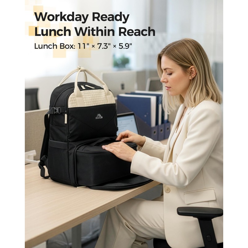 MATEIN CLASSIC Womens Lunch Box Backpack for Work, Insulated Lunch
