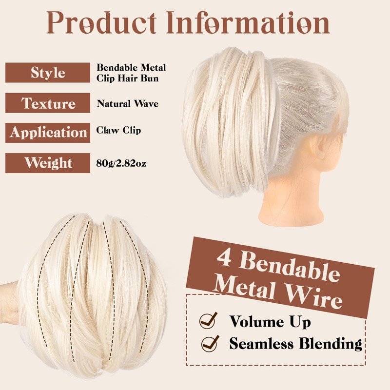 MFDYMYGS Messy Bun Hair Piece Claw Clip, Hair Buns Hair