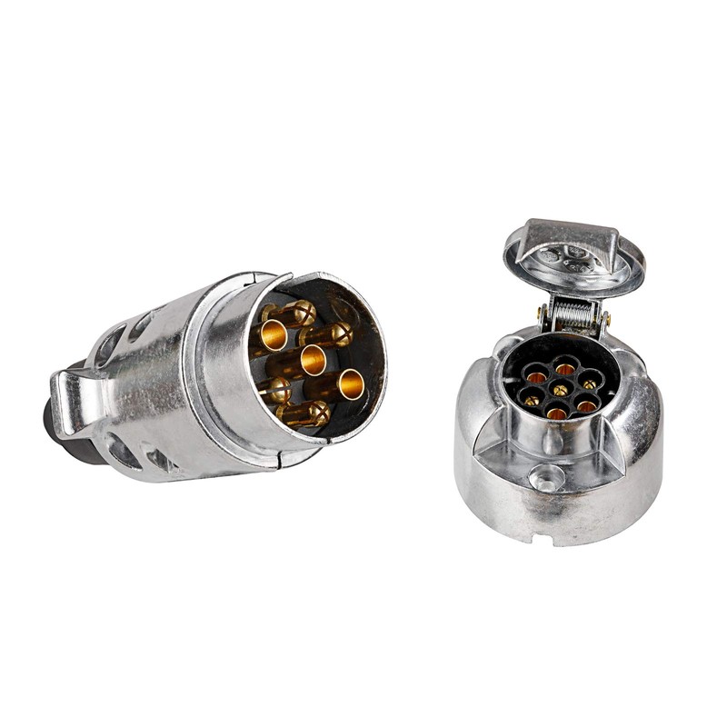 BEIJISTAR Trailer Plug & Trailer Socket, 7-Pin Metal with Rubber