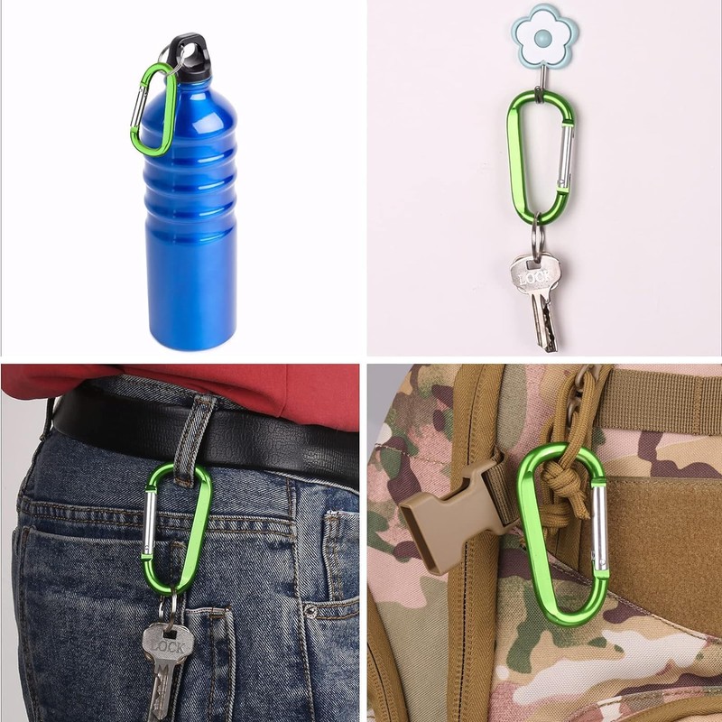CALLYSONIC Carabiner Hook, 17 Pieces Key Rings Small, Carabiner Hook,