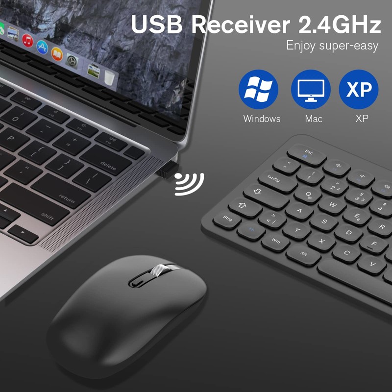 cimetech Kabellose Maus 2.4GHz Leise Funkmaus Ergonomisch mit USB-Empfänger 3