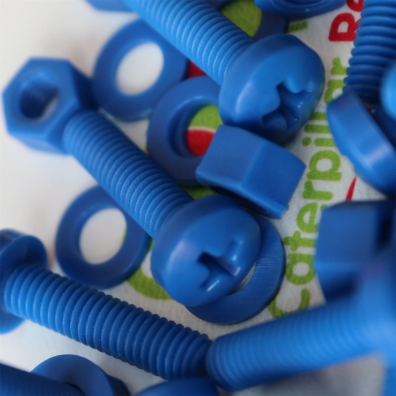 20 x Blue Pan Head Screws Polypropylene (PP) Plastic Nuts