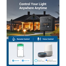 DEWENWILS 60W WiFi Low Voltage Transformer, 120V AC to 12V DC, Smart Outdoor Low Voltage Landscape Transformer with Timer, Work with Alexa & Google Home, Weatherproof for Landscape Lights, FCC Listed