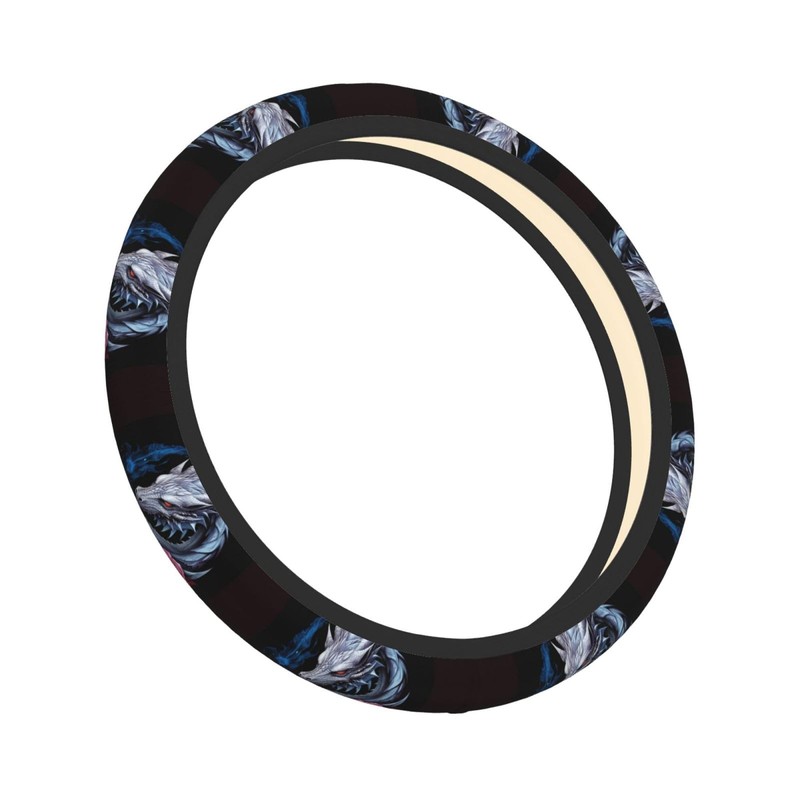 Dragon and Rose Steering Wheel Covers,Anti Slip Sweat Absorption Elasticity