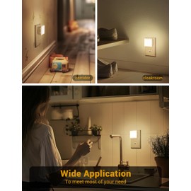 JandCase Night Light, 4 Pack Night Lights Plug into Wall with Auto Light Sensor, 3000K Warm White Nightlight Plug in, LED Night Lights for Kids Adults Bathroom Hallway Kitchen