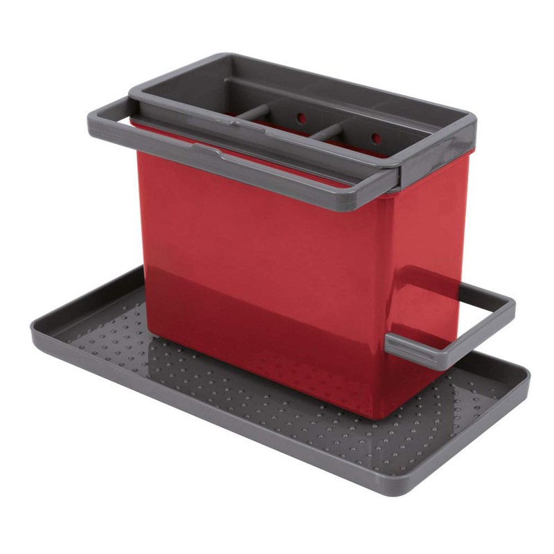 Metaltex Sink Tidy, Plastic -ABS, Red/Grey, 24 x 13 x