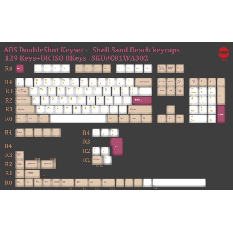 Tai-Hao 137 Key Shell Sand Beach ABS Double Shot Keycap