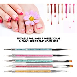 Nail Art Brush, 5Pcs Nail Art Pen Manicure Tool Set Cuidado De Pluma De Doble Punta, Nail Art Diy Decoration Tool, For Cepillos Para Uñas Aplicación Rhinestone Handle Salon