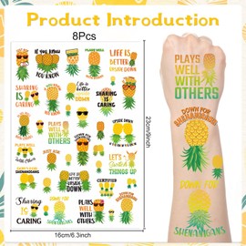 Lovarywow Adults Pineapple Temporary Tattoos - Lovarywow 200+ Cool Pineapple Temporary Tattoos Stickers for Men Women Fruit Themed Party Decorations Supplies Favors Funny Pineapple Fake Tattoo Prizes