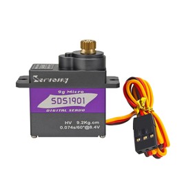 SERVOMY-SDS1901, SG90/MG90S Mini Size, High Torque Micro Servo, 9kgf.cm 0.07s 5.0-8.4V, Coreless Motor Metal Case & 21T Arm, for Robots, Aircraft, Cars, Education (Grey 21T, 90°)