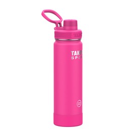 Takeya Sport Premium Quality Triple Wall Insulated Stainless Steel Water Bottle With Spout Lid, 26+ Hours Cold, 22 Ounce, Pink Sweep