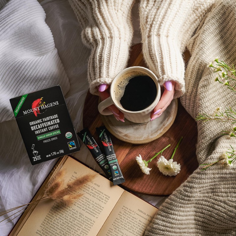 Mount Hagen 25 Count Single Serve Instant Decaf Coffee Packets