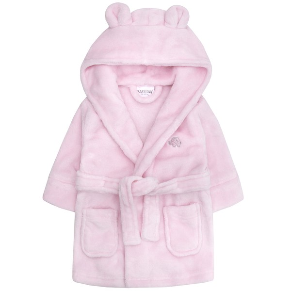 Lora Dora Baby Girls Hooded Fleece Dressing Gown Pink 6-12 Months