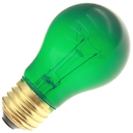 Decorative/Novelty 15A15/TG, 15 Watt, 130 Volt, Medium Base, Transparent Green Light Bulb