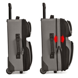 U.S. Traveler Rio, Lightweight Softside Suitcase, Rolling 20" Carry On Luggage, Grey, Single