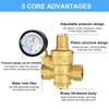 Water Pressure Regulator 1/2 inch with Gauge, Made of 100%