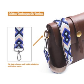 Colourful Shoulder Strap Width 3.8 cm Adjustable Length 75-135 cm for Shoulder Bag Carry Bags Gold Clasp, Blue