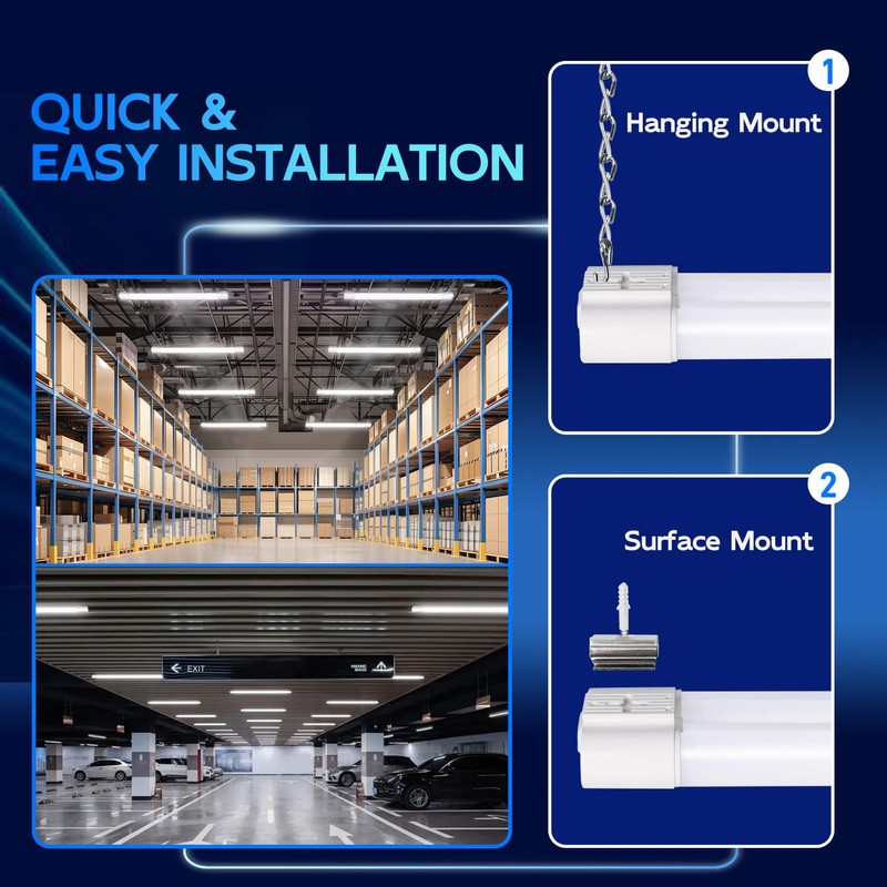 hykolity 4 Pack 4FT LED Shop Light Linkable, 4400lm, 42w(250w