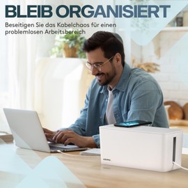 ACROPAQ Cable Box - Easy to Hide Cables and Hide Sockets, Medium (32 x 13.2 x 12.7 cm), Waterproof, Non-Slip, Cable Management Without Tangle More - White/Medium