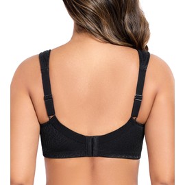Exclare Women's Full Coverage Double Support Comfort Unpadded Wirefree Plus Size Minimizer Bra (38D, Black)