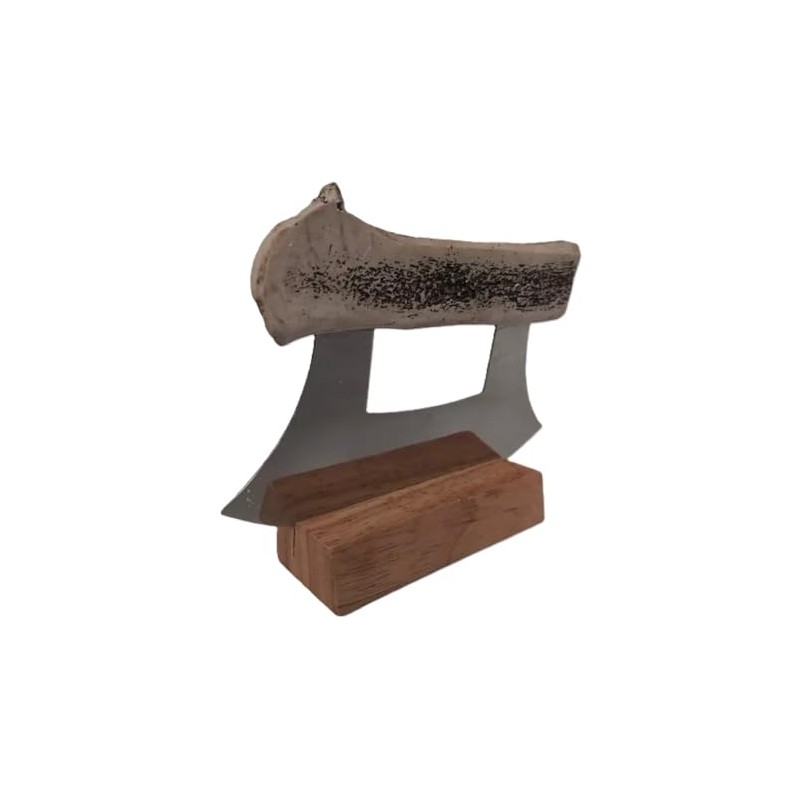Alaskan Cultured Antler Ulu Knife and Stand