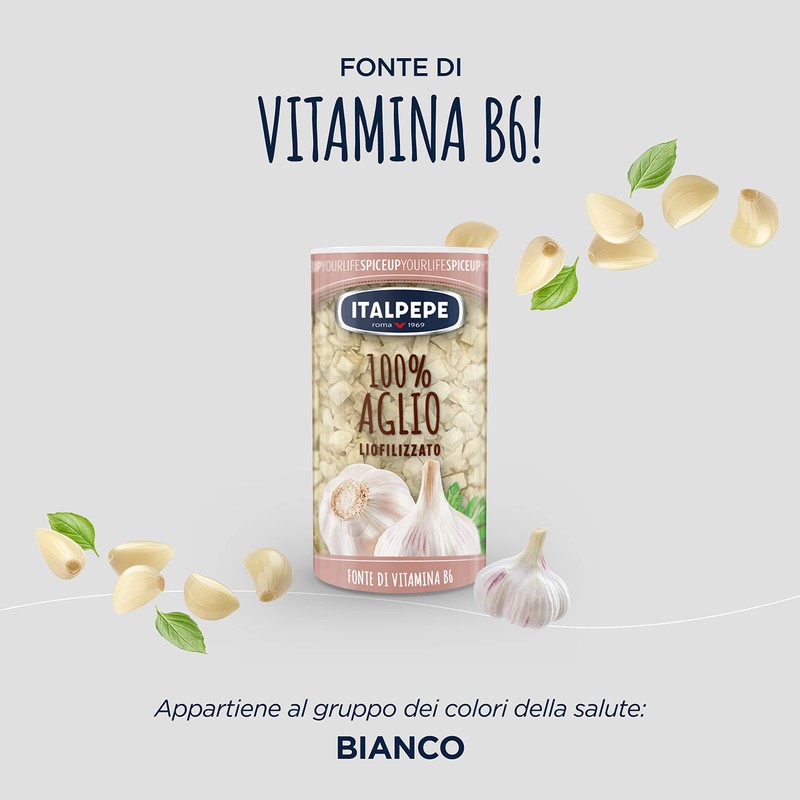 Italpepe, Aglio Liofilizzato, Alto contenuto di Vitamina B6, Ideale da