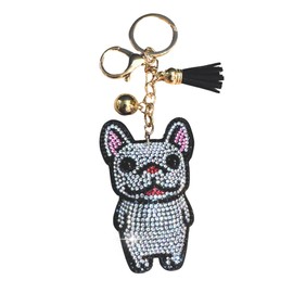 Popfizzy French Bulldog Keychain for Women and Girls, Rhinestone Frenchie Gifts for Dog Lovers, Bling Animal Backpack Charms