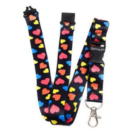Lanyard neck strap for id card badge holder with safety clip breakaway 2cmx43cm SpiriuS (Multi Hearts)