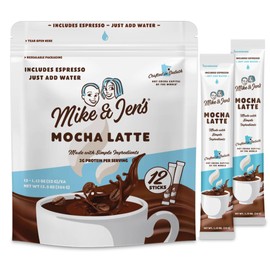 Mike & Jen's Mocha Latte Mix, 12 Sticks, 3g Protein Per Serving, Just Add Water, Crafted in Duluth, MN