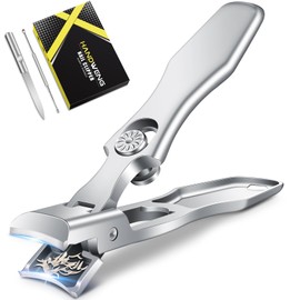 German Nail Clippers for Men Thick Nails, Heavy Duty Toenail Clippers for Seniors with Catcher, Portable Ultra Sharp German Fingernail Clipper for Women with Large Wide Jaw Opening
