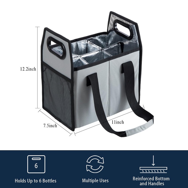 LUILANC Collapsible 6 Bottle Wine Carrier Storage Box Reusable Portable