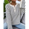 SHENHE Women's Striped Long Sleeve Button Up Ribbed Knit Oversized