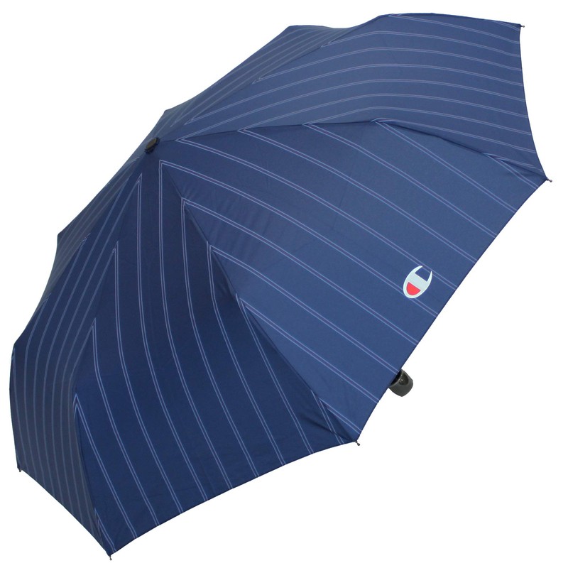 Champion CHM20MN58 Mini Folding Umbrella, Navy, Striped Pattern, 58 x