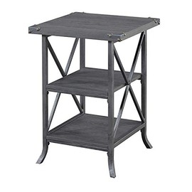 Convenience Concepts Brookline End Table, Dark Walnut / Slate Gray Frame