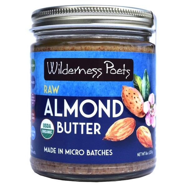 Wilderness Poets, Almond Butter - Organic Raw Nut Butter (8 Ounce - Half Pound)
