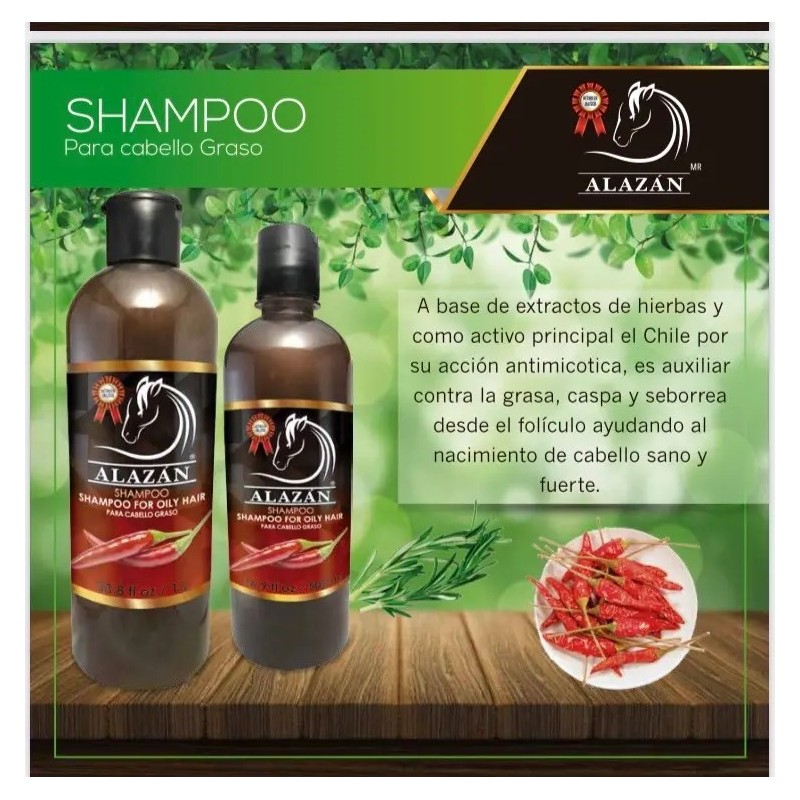 Alazan Shampoo, Con Chile Sabila Y Romero 1 Lt,