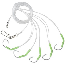 Rhino Premium Redfish Leader with Fishing Hooks for Instant Use Monofilament Fishing Line Marine Fishing Tackle Self Luminous 1.00m