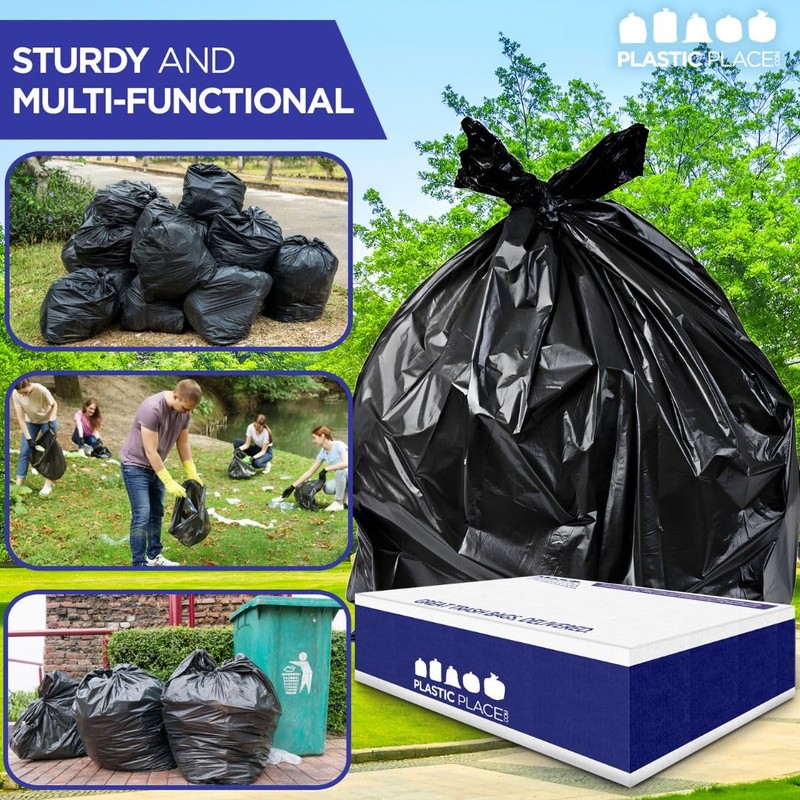 Plasticplace Contractor Trash Bags 42 Gallon 3.0 Mil Rolls Black