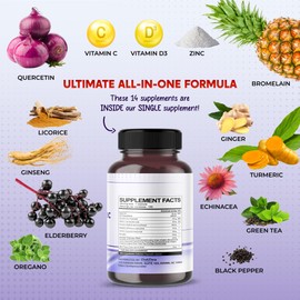 PEAKPURY PEAKPURY Quercetin Elderberry Turmeric Vitamin C Zinc - Immunity Support - Made in USA