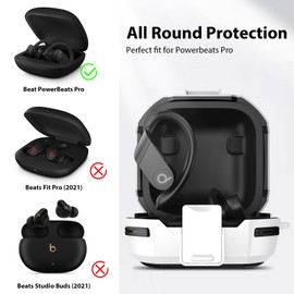 Powerbeats Pro Case Cover Hard Shell Carbon Fiber Black Protective Cover for Power Beats Pro Wireless Earbuds (White)